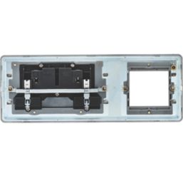 Knightsbridge  13A 2-Gang DP Combination Plate Brushed Chrome with Colour-Matched Inserts