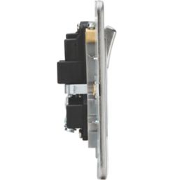 Knightsbridge  13A 2-Gang DP Combination Plate Brushed Chrome with Colour-Matched Inserts
