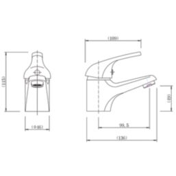 ETAL Loop Chrome 115mm Cloakroom Lever Mono Basin Mixer Tap