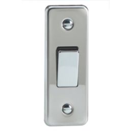 Varilight  10A 1-Gang 2-Way Architrave Light Switch  Polished Chrome with Colour-Matched Inserts