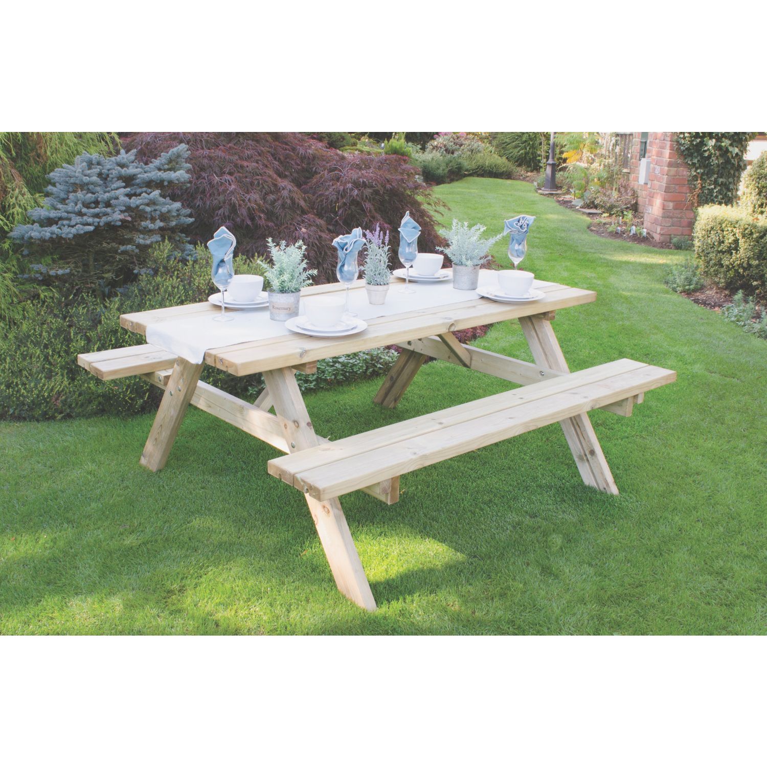 Forest Large Rectangular Garden Picnic Table 1770mm x 1530mm x 770mm (9831X)