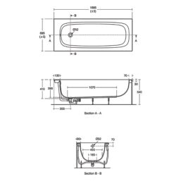 Ideal Standard i.life T477201 Single-Ended Bath Acrylic No Tap Holes 1695mm x 695mm