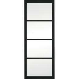 Jeld-Wen  4-Clear Light Painted Black Wooden 4-Panel Shaker Internal Door 1981 x 762mm