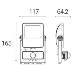 4lite  Outdoor LED Floodlight With PIR Sensor Black 20W 2100lm