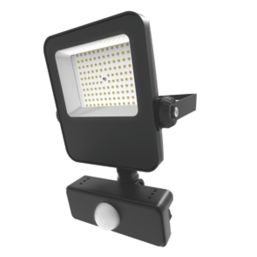 4lite Outdoor LED Floodlight With PIR Sensor Black 20W 2100lm - Screwfix