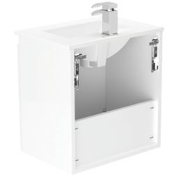 Newland  Double Door Wall-Mounted Vanity Unit with Basin Gloss White 500mm x 370mm x 540mm