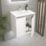 Newland  Double Door Wall-Mounted Vanity Unit with Basin Gloss White 500mm x 370mm x 540mm