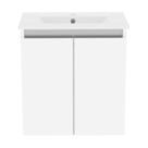 Newland  Double Door Wall-Mounted Vanity Unit with Basin Gloss White 500mm x 370mm x 540mm
