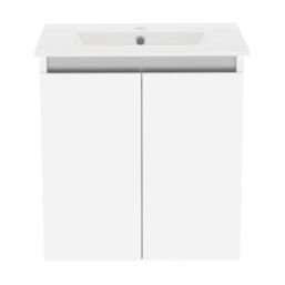 Newland  Double Door Wall-Mounted Vanity Unit with Basin Gloss White 500mm x 370mm x 540mm
