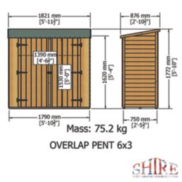 Shire  6' x 2' 6" (Nominal) Pent Overlap Timber Garden Store