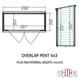 Shire  6' x 2' 6" (Nominal) Pent Overlap Timber Garden Store
