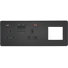 Knightsbridge A 13A 2-Gang DP Combination Plate + 4.0A 18W 2-Outlet Type A & C USB Charger Matt Black with Black Inserts