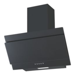 Essentials Angled Glass Hood Black 600mm Screwfix
