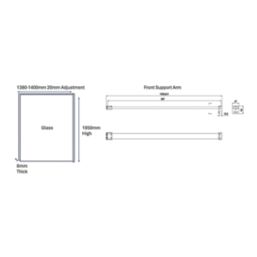 Palermo  Semi-Framed Showerwall Glass Chrome 1400mm x 1950mm