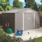 Rowlinson Trentvale 10' x 7' 6" (Nominal) Apex Metal Shed Light Grey