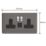 Varilight  13A 2-Gang SP Switched Socket + 3A 45W 2-Outlet Type C USB Charger Slate Grey with Black Inserts