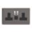Varilight  13A 2-Gang SP Switched Socket + 3A 45W 2-Outlet Type C USB Charger Slate Grey with Black Inserts