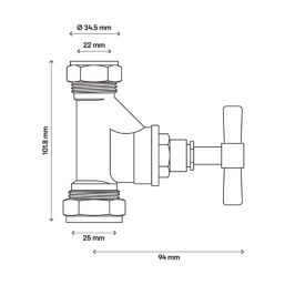 Flomasta Brass Stop Cock 22mm x 25mm