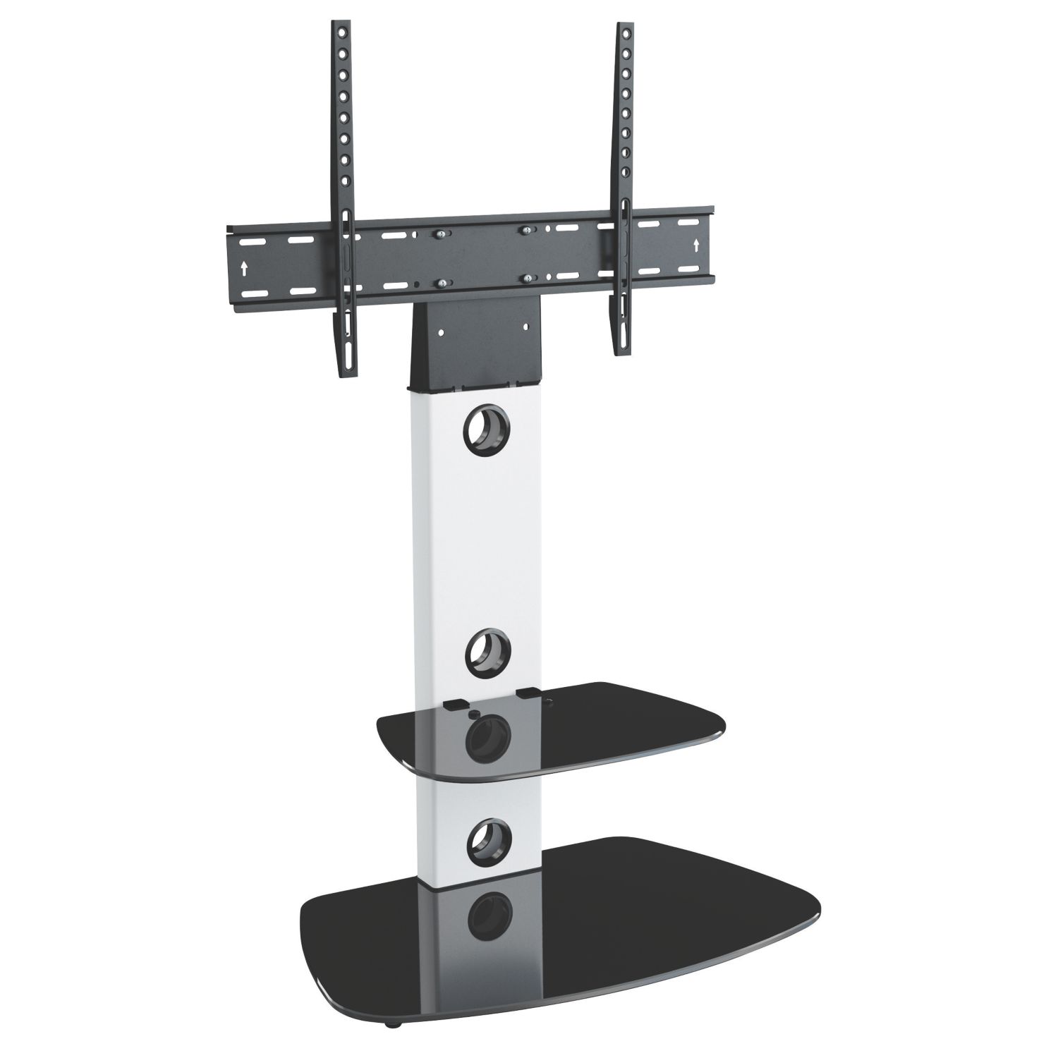 AVF Lucerne FSL700LUCSW TV Stand Satin White Body/Black Glass (984HP)