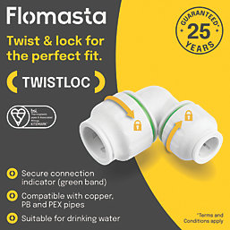 Flomasta Twistloc Plastic Push-Fit Reducing 90° Elbow 22mm x 15mm