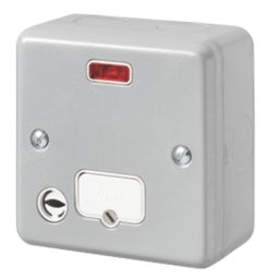 MK Metal-Clad Plus 13A Unswitched Metal Clad Fused Spur & Flex Outlet with Neon Aluminium with White Inserts