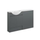 Alaska Bathroom Fitted Furniture Pack LH Vanity with Basin Dark Grey Matt 1244mm x 355mm x 997mm