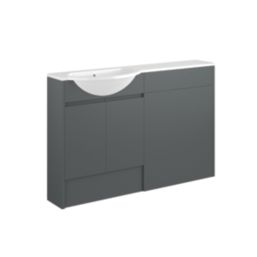Alaska Bathroom Fitted Furniture Pack LH Vanity with Basin Dark Grey Matt 1244mm x 355mm x 997mm