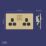 LAP  13A 2-Gang DP Switched Switched Socket Satin Brass  with Black Inserts
