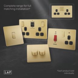 LAP  13A 2-Gang DP Switched Switched Socket Satin Brass  with Black Inserts