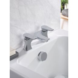 Bristan Hourglass Chrome 106mm Deck Mounted Lever 2 Tap Holes Bath Mixer Tap