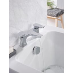 Bristan Hourglass Chrome 106mm Deck Mounted Lever 2 Tap Holes Bath Mixer Tap