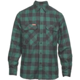 Hard Yakka Long Sleeve Check Flannel Shirt Green Small 36" Chest