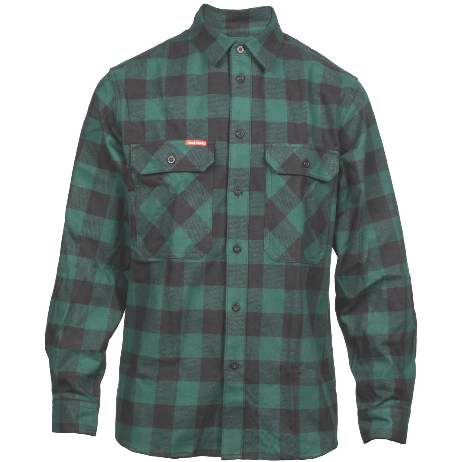 Hard Yakka Long Sleeve Check Flannel Shirt Shirts Green Small 36" Chest (984XT)