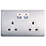 Energenie  13A 2-Gang SP Switched Socket Brushed Steel