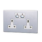 Energenie  13A 2-Gang SP Switched Socket Brushed Steel