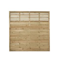 Forest Kyoto  Slatted Top Fence Panels Natural Timber 6' x 6' Pack of 9