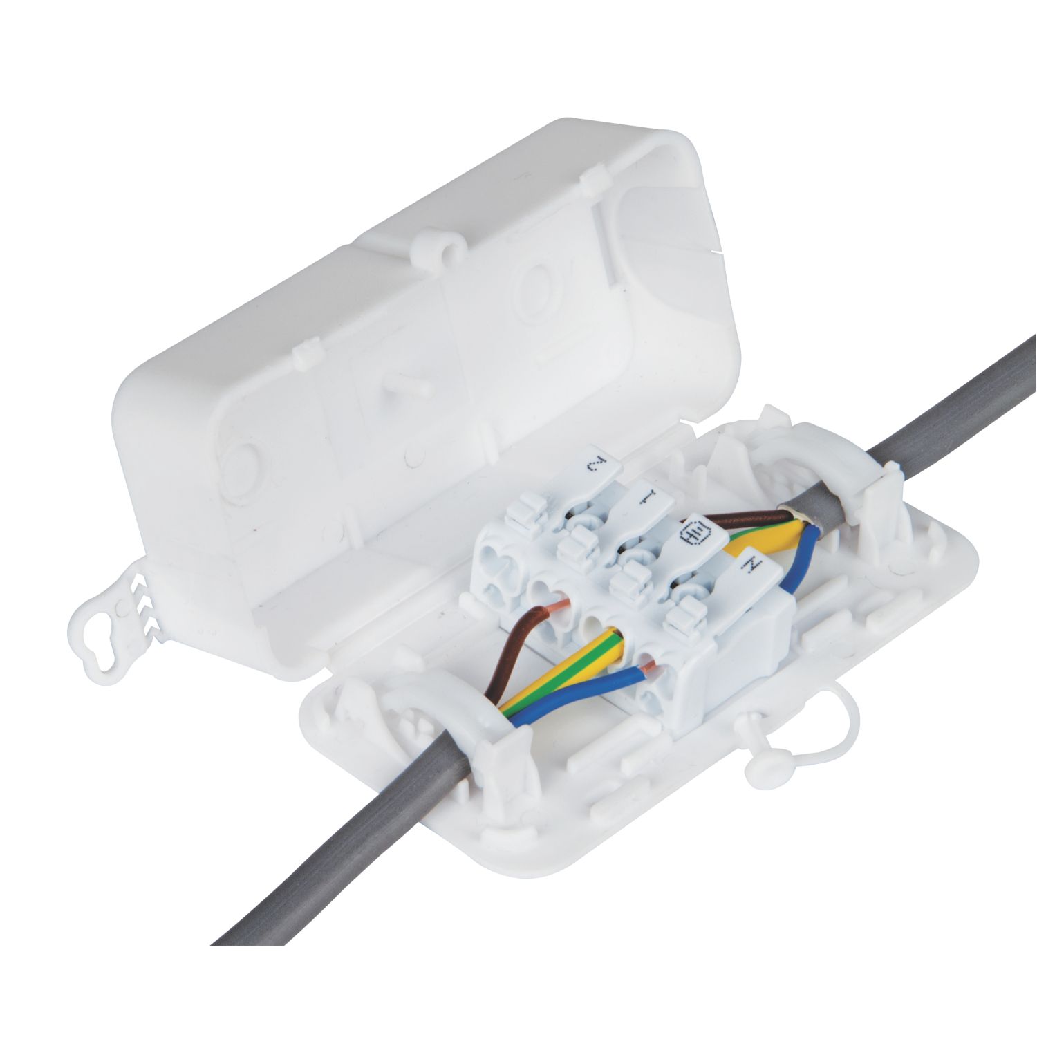 Debox 16A 2SL In-line Junction Box 50 x 29 x 97mm White (9858R)