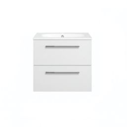 Ohio 2-Drawer Bathroom Vanity Unit with Ceramic Basin Gloss White 610mm x 460mm x 518mm