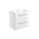 Ohio 2-Drawer Bathroom Vanity Unit with Ceramic Basin Gloss White 610mm x 460mm x 518mm