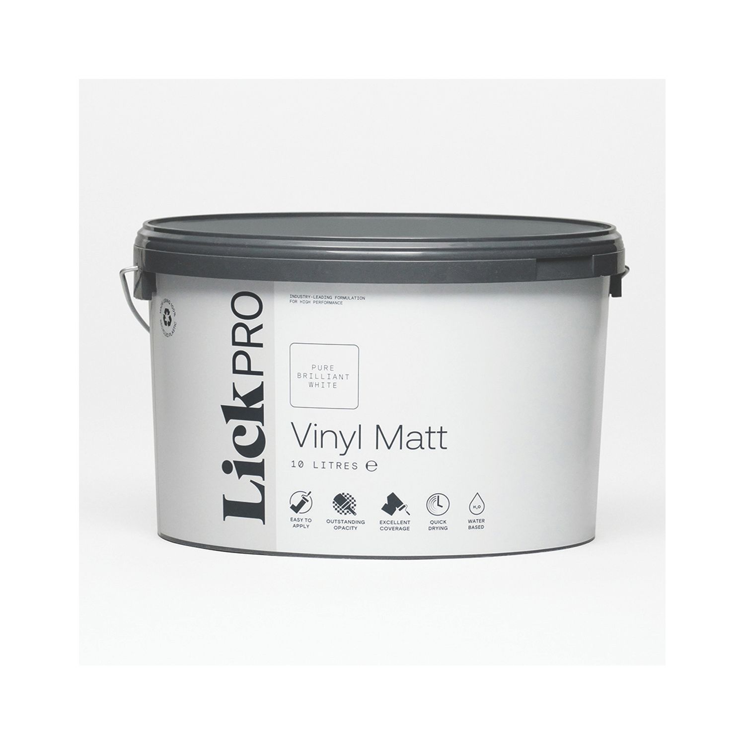 LickPro 10Ltr Pure Brilliant White Vinyl Matt Emulsion Paint (985GE)