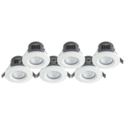4lite  Fixed  Fire Rated LED CCT Downlight Matt White 7W 720lm 6 Pack
