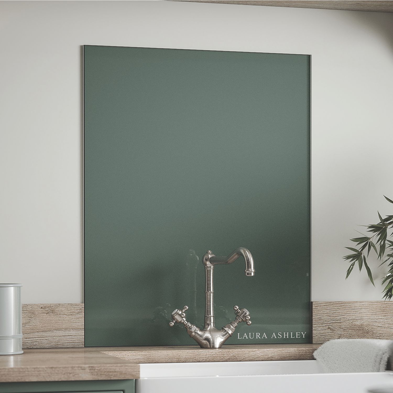 Laura Ashley Metallic Fern Kitchen Splashback 600mm x 750mm x 6mm (985JM)