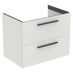 Ideal Standard i.life B Wall Hung Vanity Unit with Black Handles & Basin Matt White 800mm x 505mm x 630mm