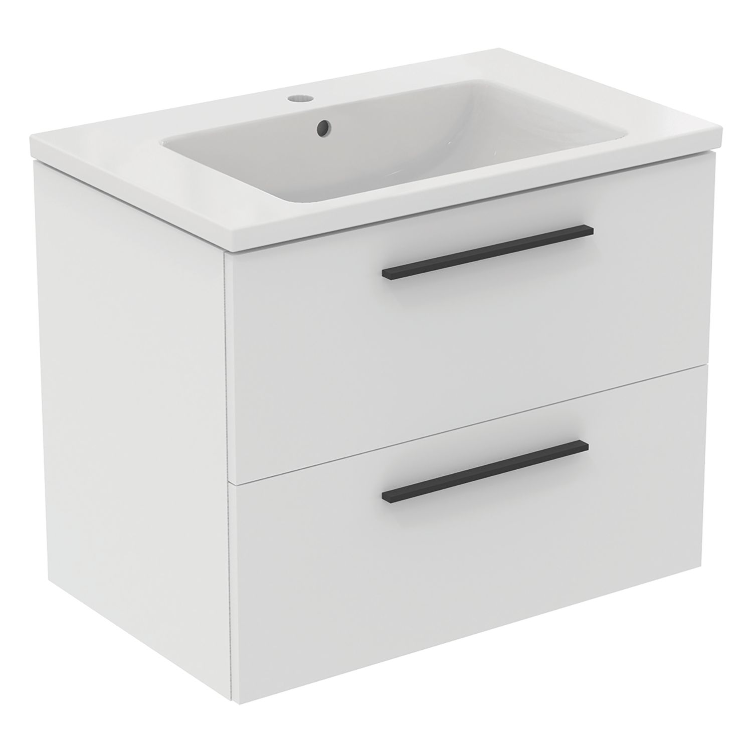 Ideal Standard i.life B Wall Hung Vanity Unit with Black Handles & Basin Matt White 800mm x 505mm x 630mm (985KC)