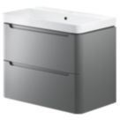 Wall-Hung Vanity Unit & Basin Matt Grey 805mm x 460mm x 662mm