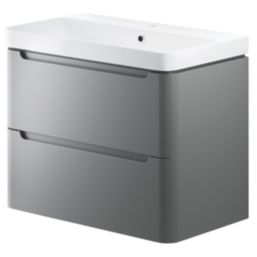 Wall-Hung Vanity Unit & Basin Matt Grey 805mm x 460mm x 662mm
