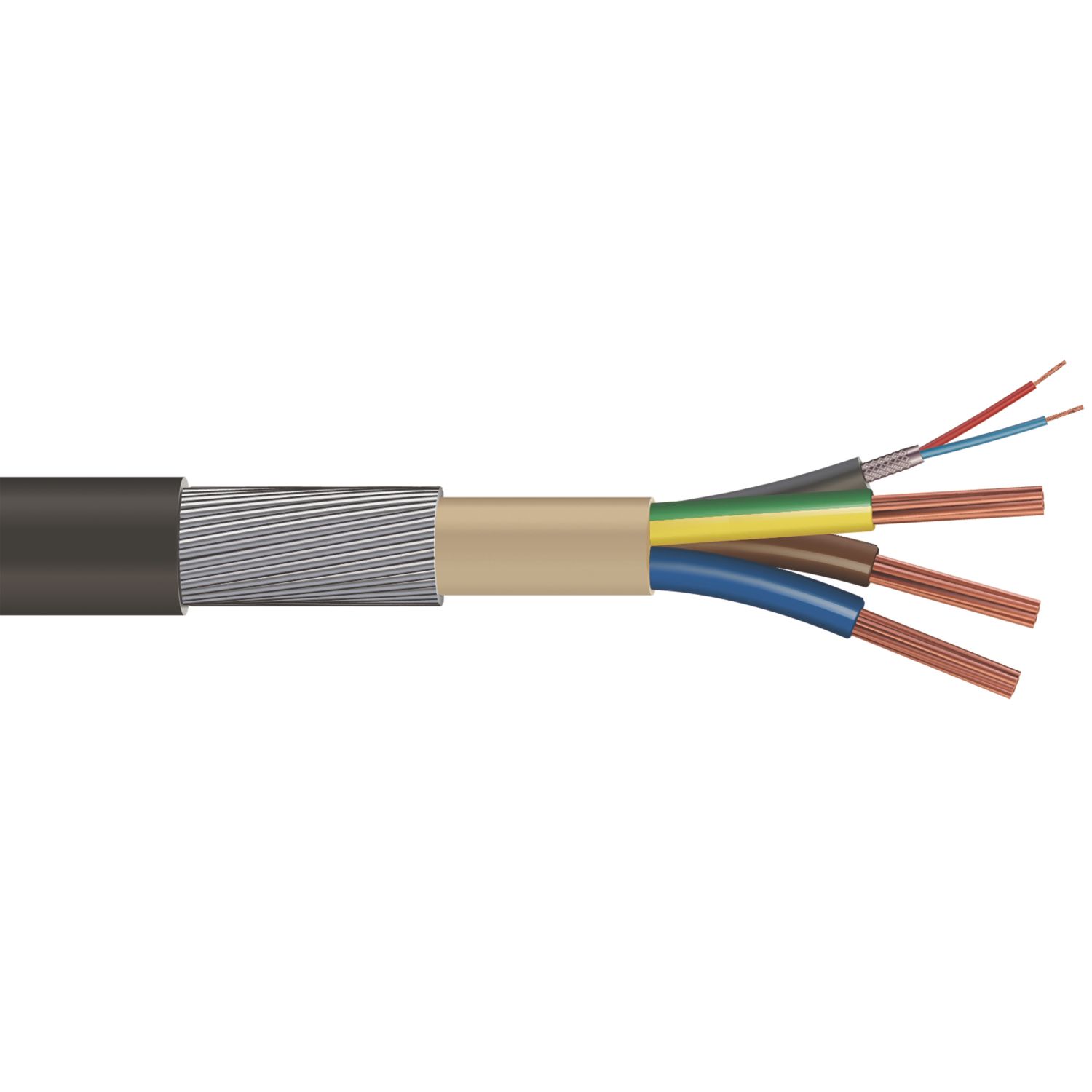 Time EV-Ultra Black 3-Core 4mm² & 2-Core Screened Armoured EV Charging Cable 1m Coil (985RG)