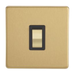 Contactum Lyric 20A 1-Gang DP Control Switch Brushed Brass  with Black Inserts