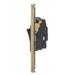 Contactum Lyric 20A 1-Gang DP Control Switch Brushed Brass  with Black Inserts