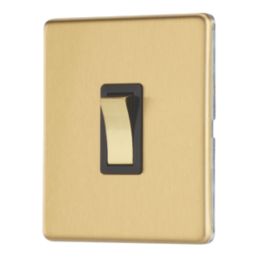 Contactum Lyric 20A 1-Gang DP Control Switch Brushed Brass  with Black Inserts